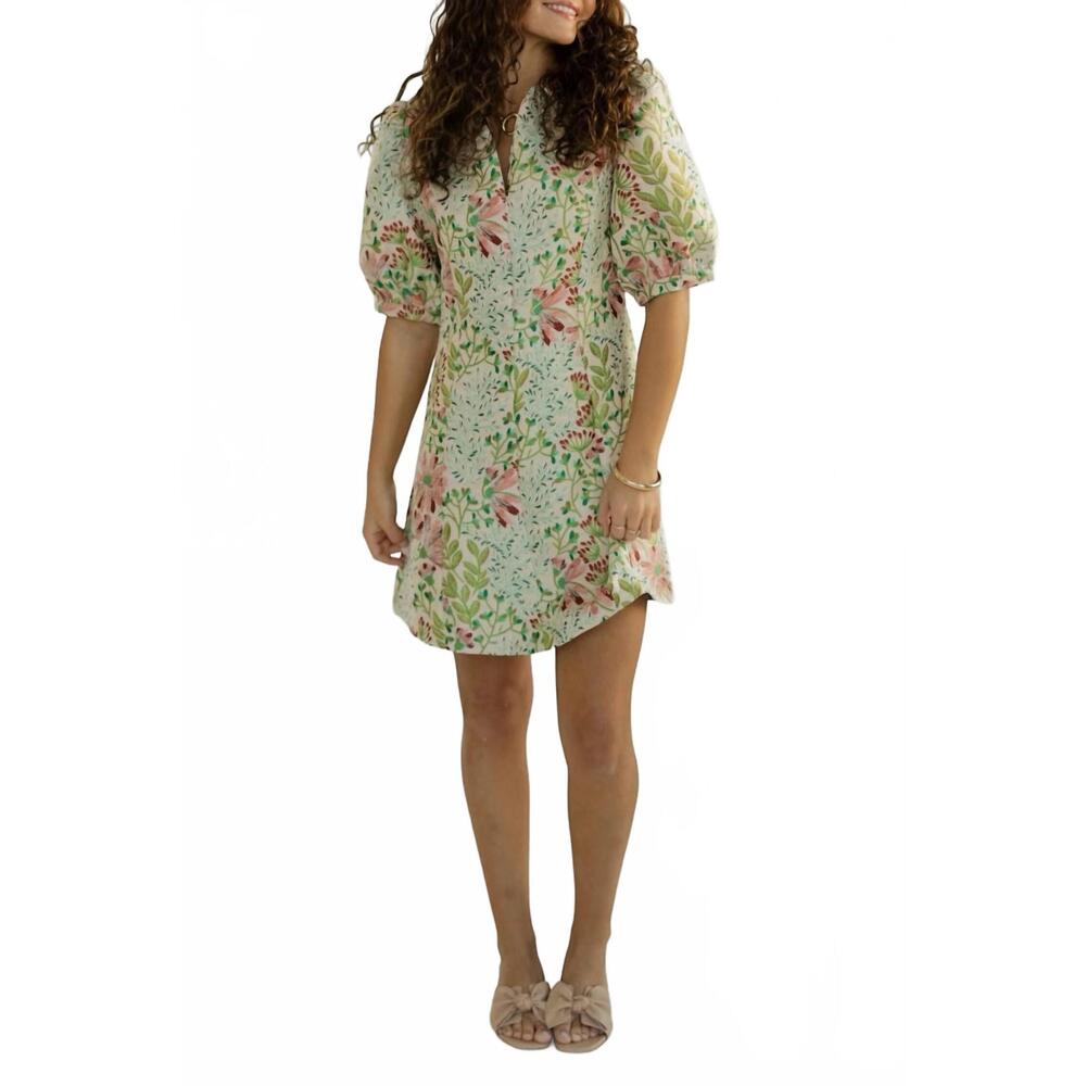 NEW SINCERELY OURS shannon garden jacquard mini dress in green